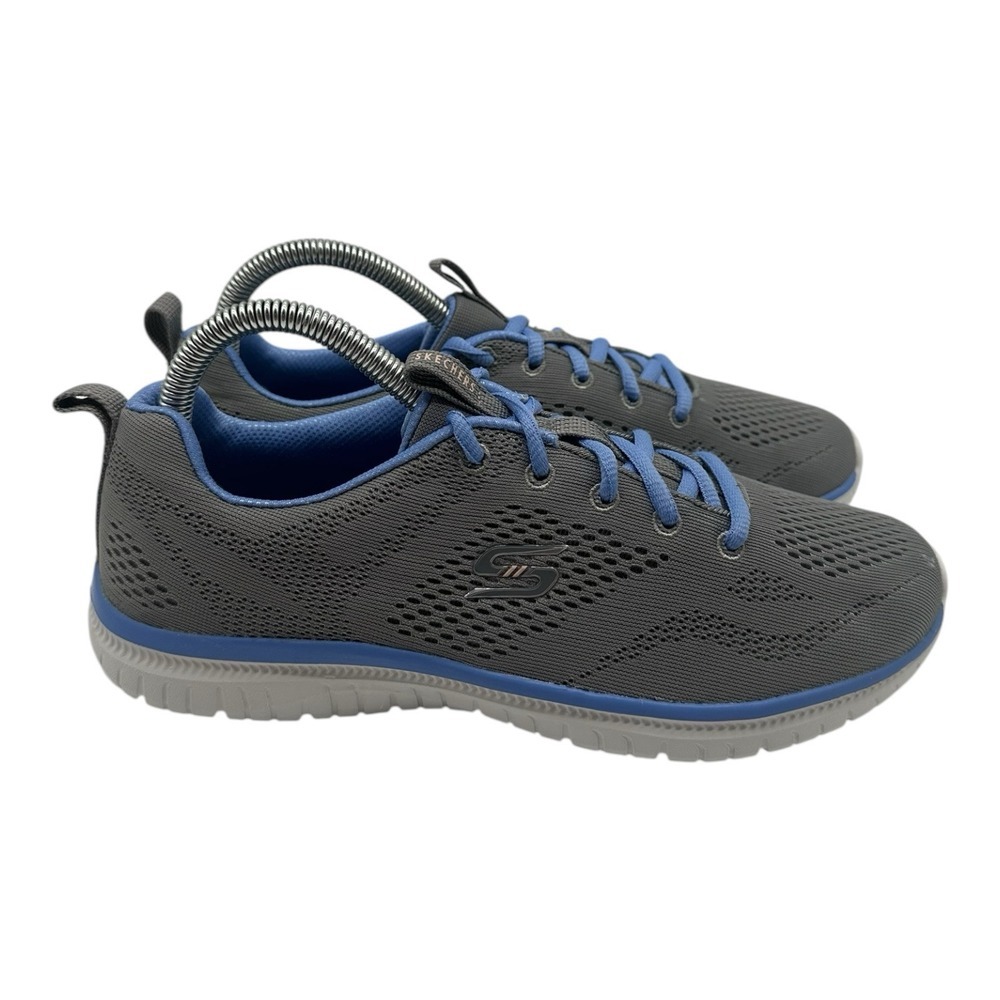 Skechers Virtue Shoes Womens Sz 8 Grey Blue Running Sneakers Memory Foam 104412‎